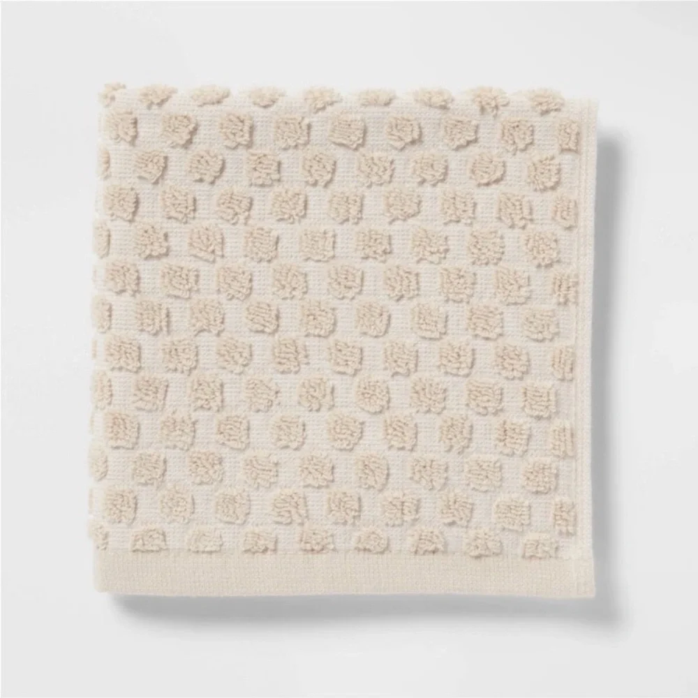 NEW Threshold NWT 6pc Performance Beige Textured Bath Towel Set